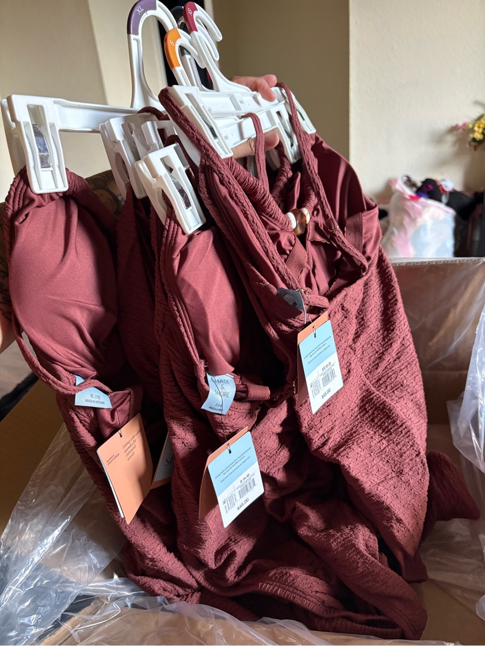 Target Women's Textured Mauve-Burgundy One-Piece Swimsuit